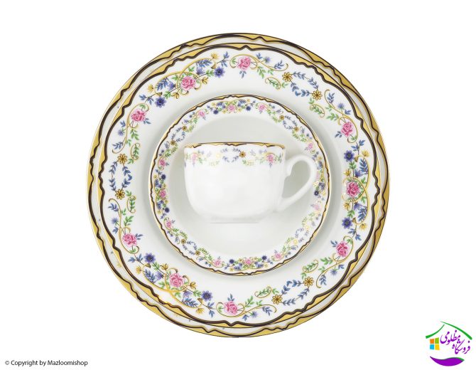 سرویس چینی 102پارچه غذاخوری گلستان زرین