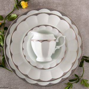 سرویس چینی 103پارچه غذاخوری ایساتیس پلاتینی زرین
