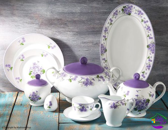 سرویس چینی 102پارچه غذاخوری یاس بنفش زرین