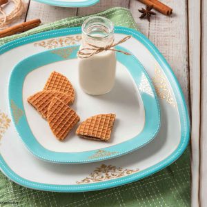 سرویس چینی 27پارچه غذاخوری آرمیتاژ فیروزه ای زرین